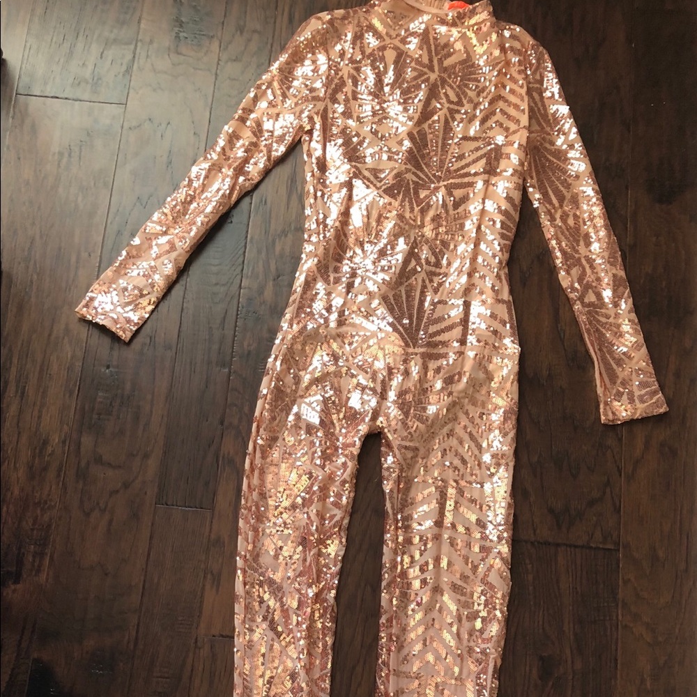 Rose gold sequin jumpsuit